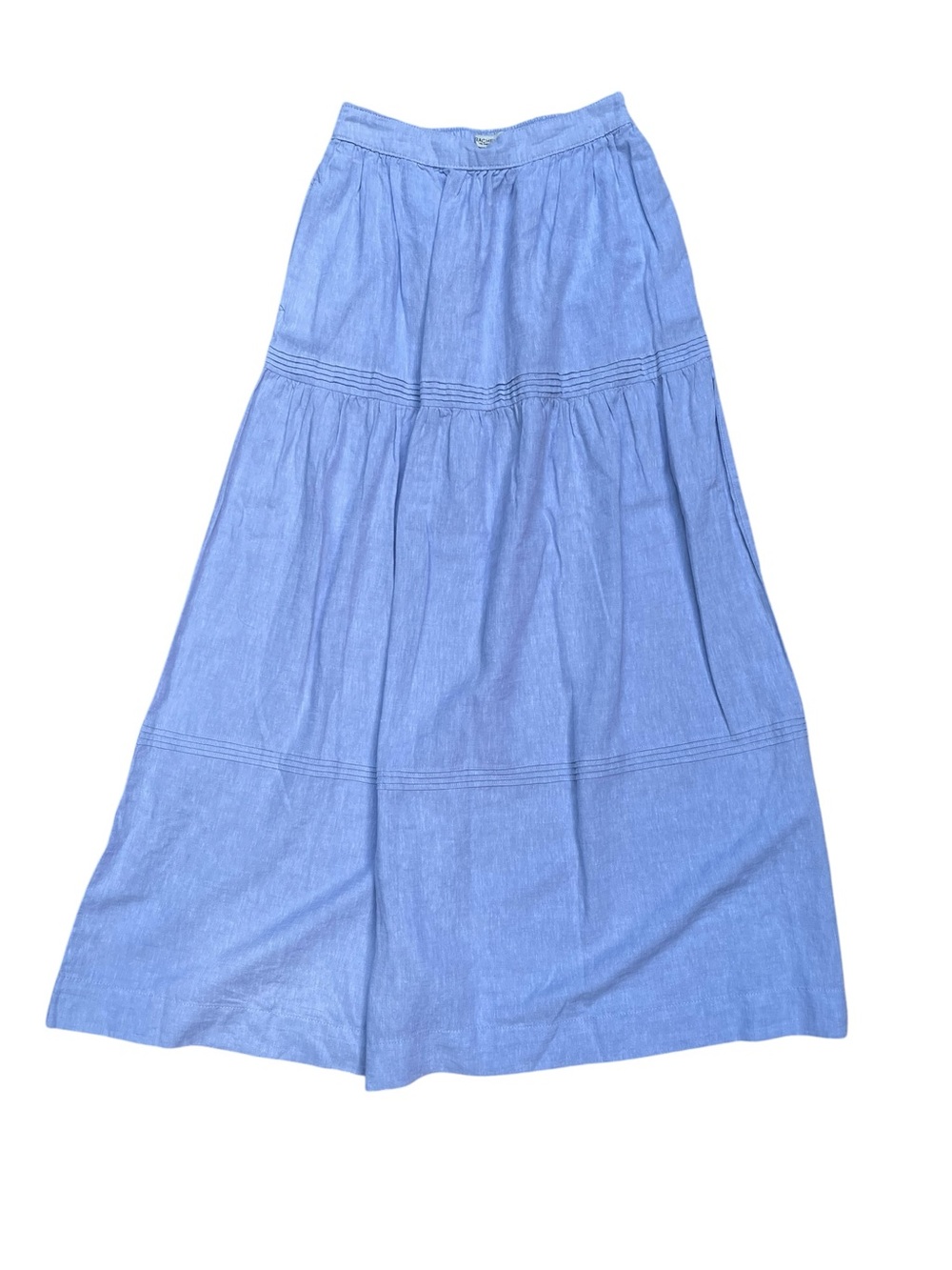 Rachel Zoe Light Blue Linen Blend Tiered Maxi Skirt Women’s XS